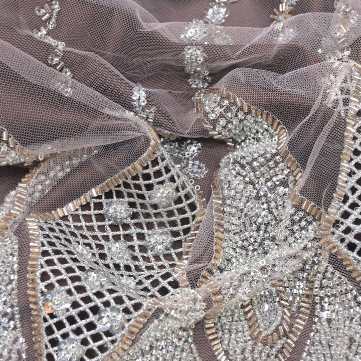 Imported Net Cutdana & Sequins Embroidery Fabric with Heavy Border