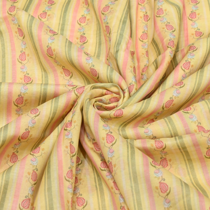Multi Color Mul Chanderi Digital Print Fabric GT0185-4