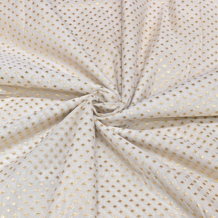 Banarasi Chanderi Gold Zari Fabric 44" – Luxury Ethnic Designer Fabric