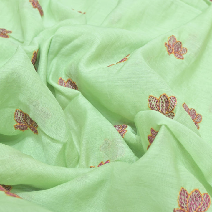 Dyed Mul Chanderi Sequins Embroidery Fabrics