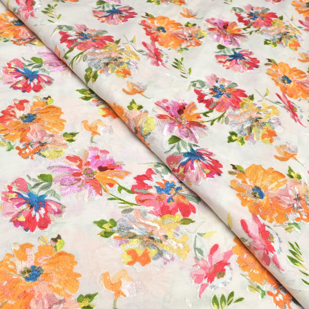 Moss Cotton Multi Thread Embroidery Fabrics
