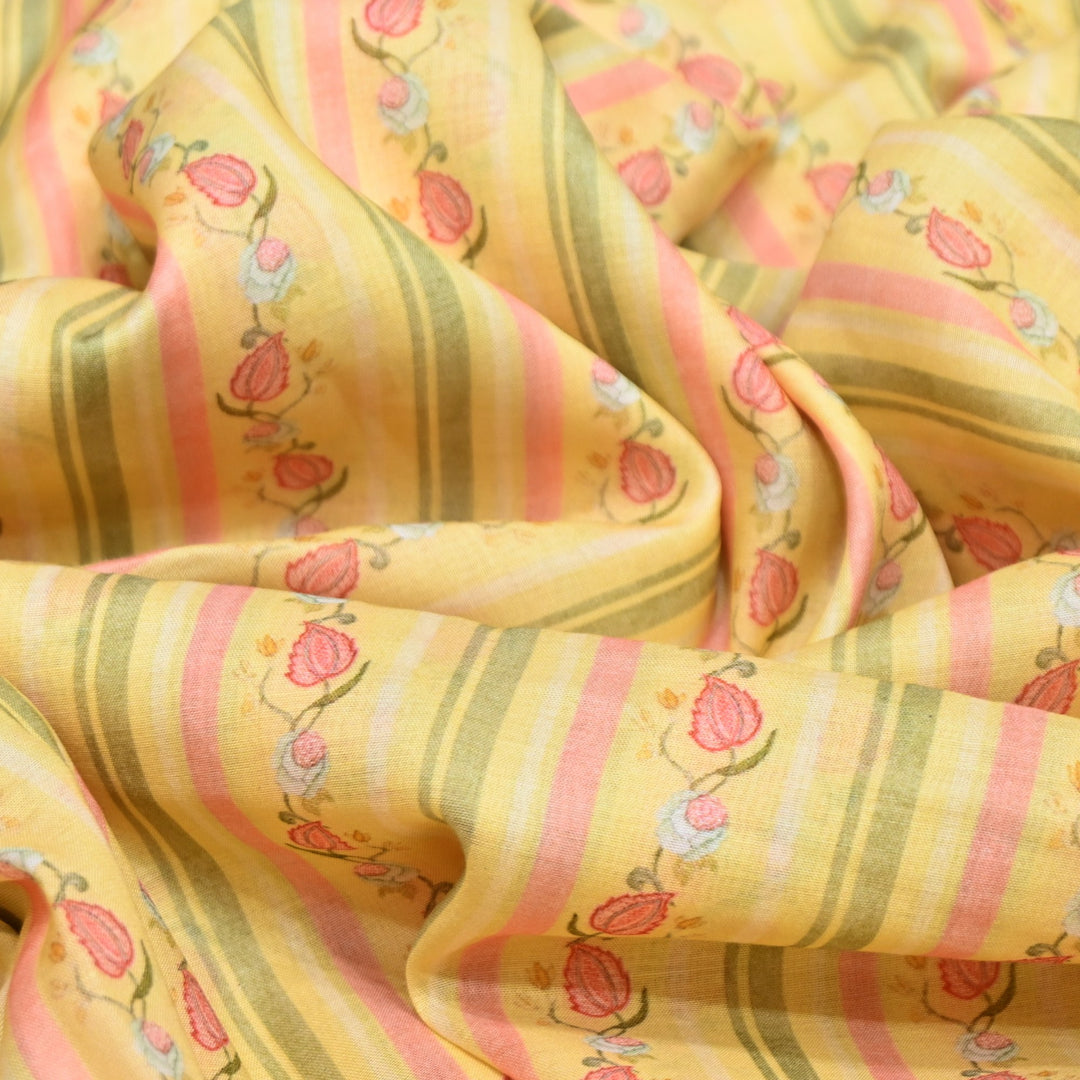 Multi Color Mul Chanderi Digital Print Fabric GT0185-4