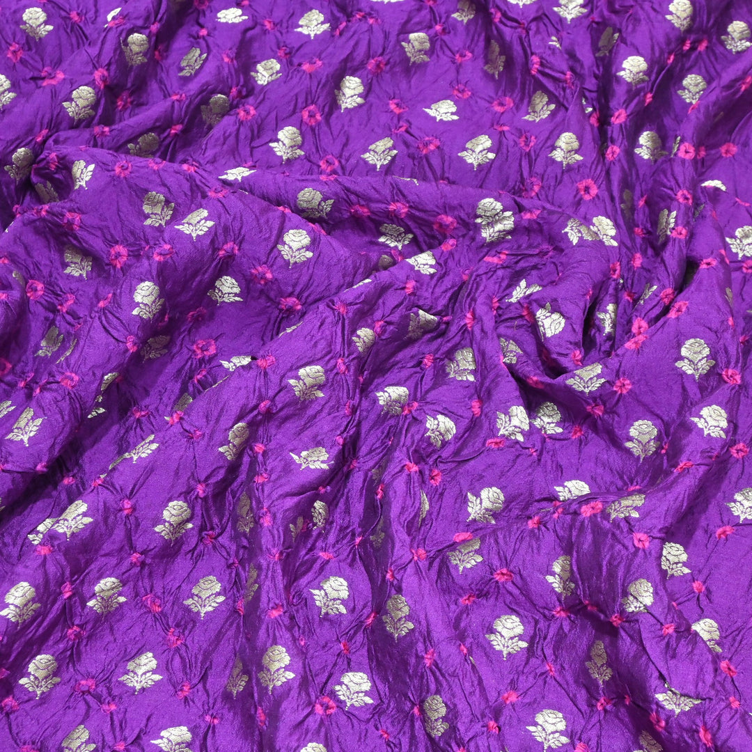 Pure Chiniya Silk Zari And Hand Bandhani Fabrics