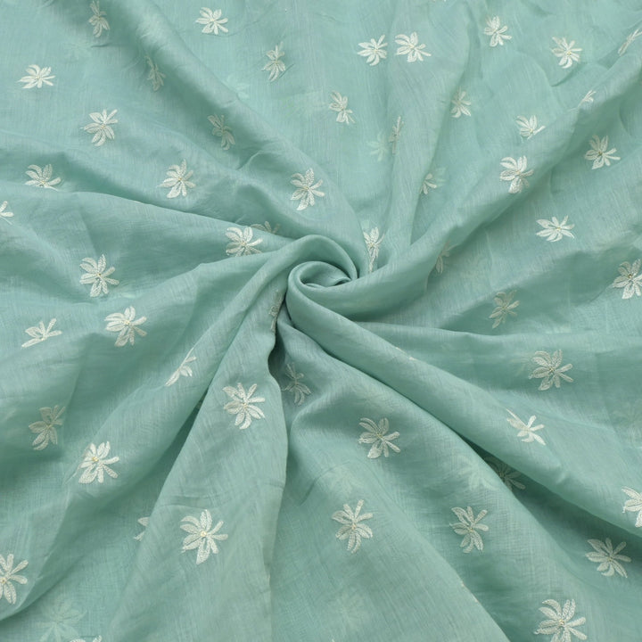 Silk Chanderi Thread Embroidery Fabrics