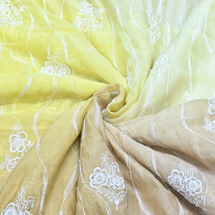 4D Shaded Mul Chanderi Embroidery Fabric - Designer Chanderi Fabrics-GP4036-2