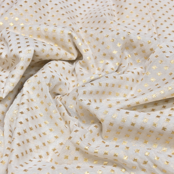 Banarasi Chanderi Gold Zari Fabric 44" – Luxury Ethnic Designer Fabric