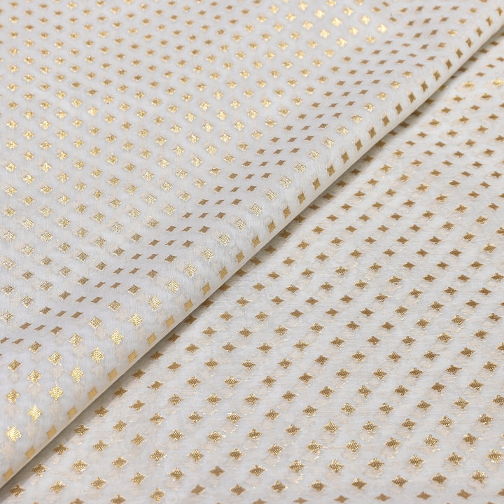 Banarasi Chanderi Gold Zari Fabric 44" – Luxury Ethnic Designer Fabric