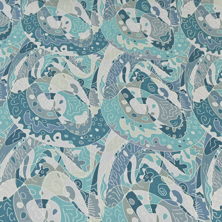 Sea Blue Omura Cotton Abstract Print