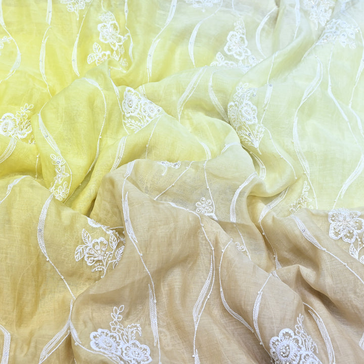 4D Shaded Mul Chanderi Embroidery Fabric - Designer Chanderi Fabrics-GP4036-2