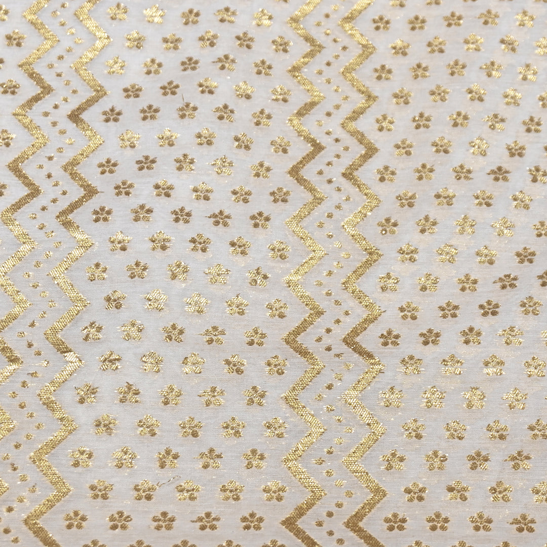 Banarasi Chanderi Gold Zari Fabric 44" – Luxury Ethnic Designer Fabric