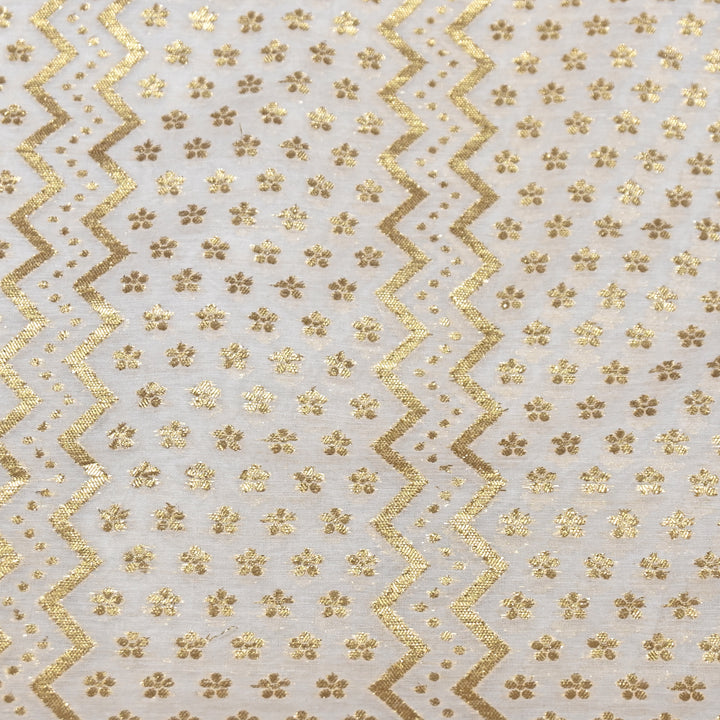 Banarasi Chanderi Gold Zari Fabric 44" – Luxury Ethnic Designer Fabric