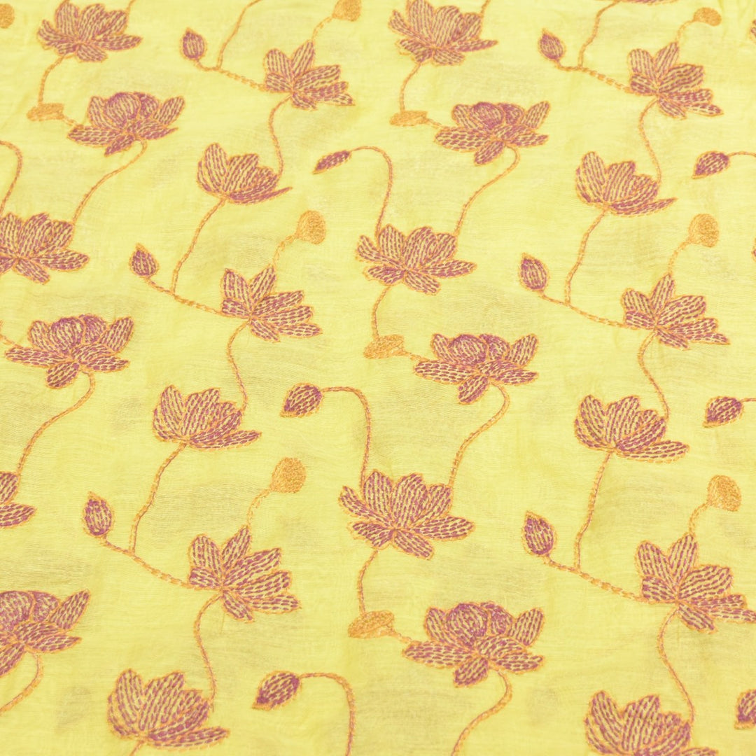 Dyed Mul Chanderi Thread Embroidery Fabrics