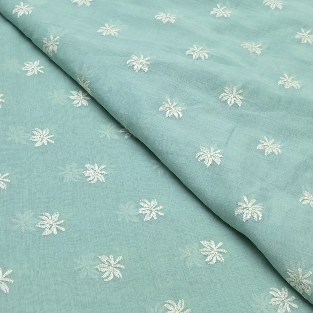 Silk Chanderi Thread Embroidery Fabrics