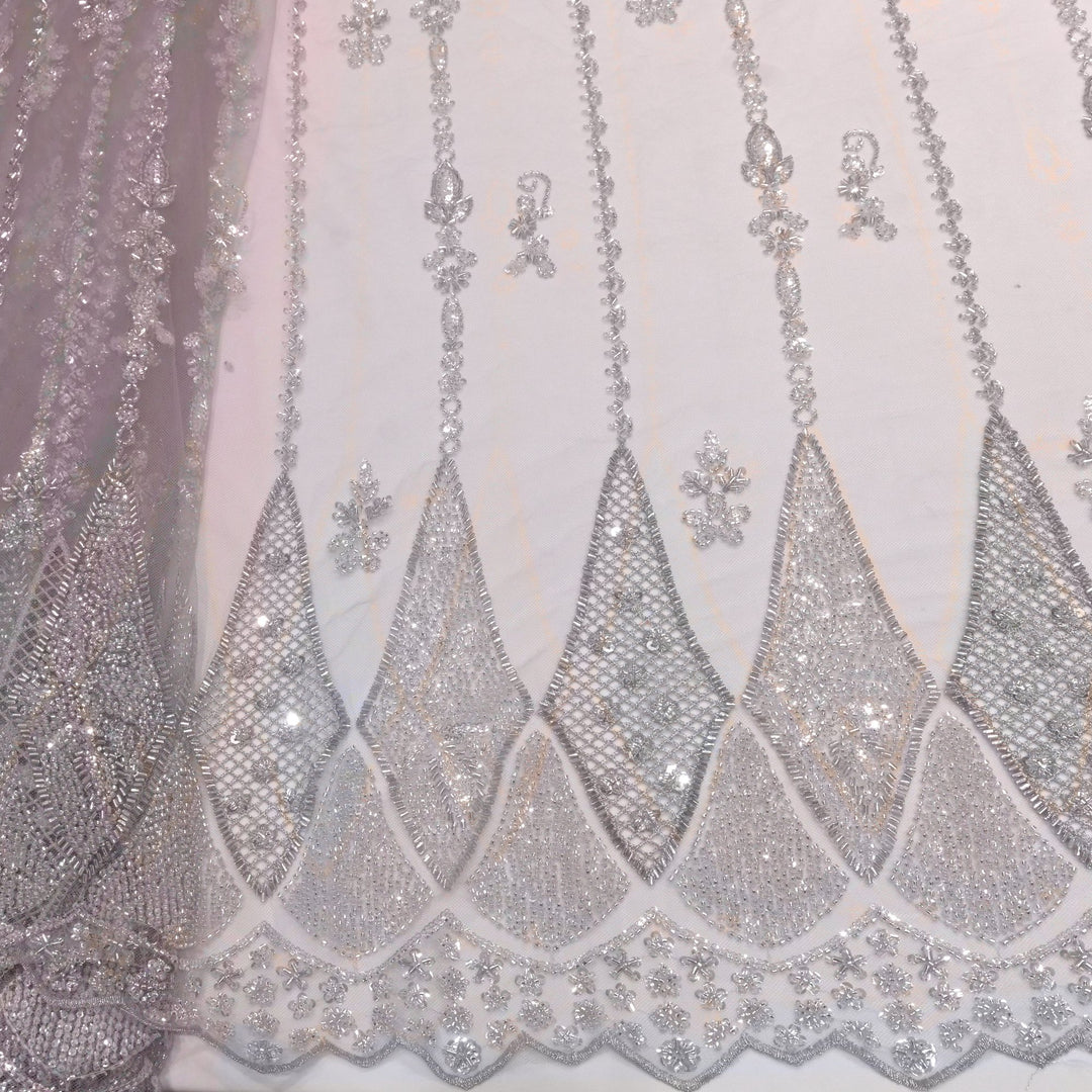 Imported Net Cutdana & Sequins Embroidery Fabric with Heavy Border