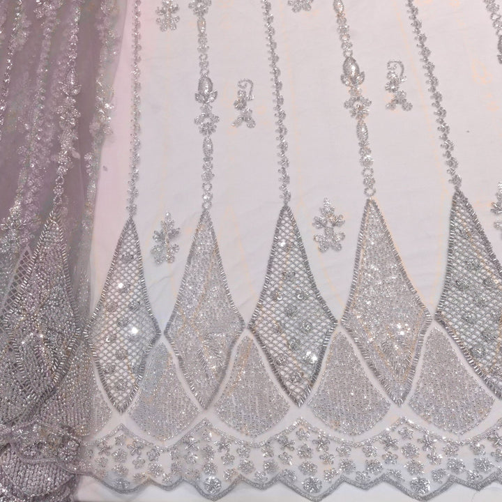 Imported Net Cutdana & Sequins Embroidery Fabric with Heavy Border