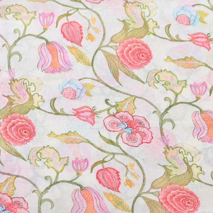 Multi Color Mul Chanderi Digital Print Fabric GT0185-5