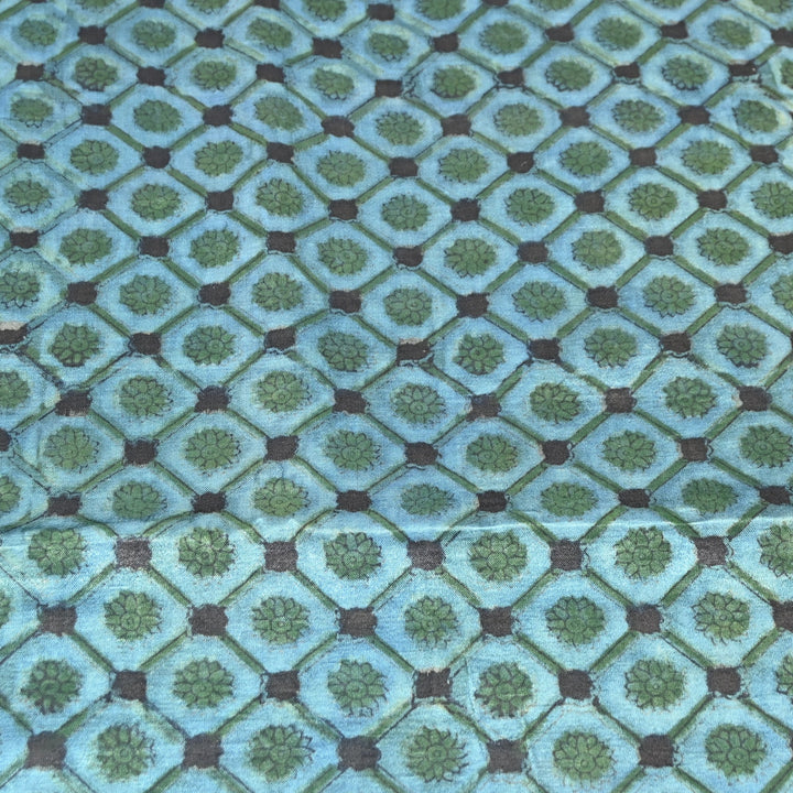 Mushrum Satin Vanaspati Print Fabric– Soft Luxury Designer Printed Fabric KK1217-1G