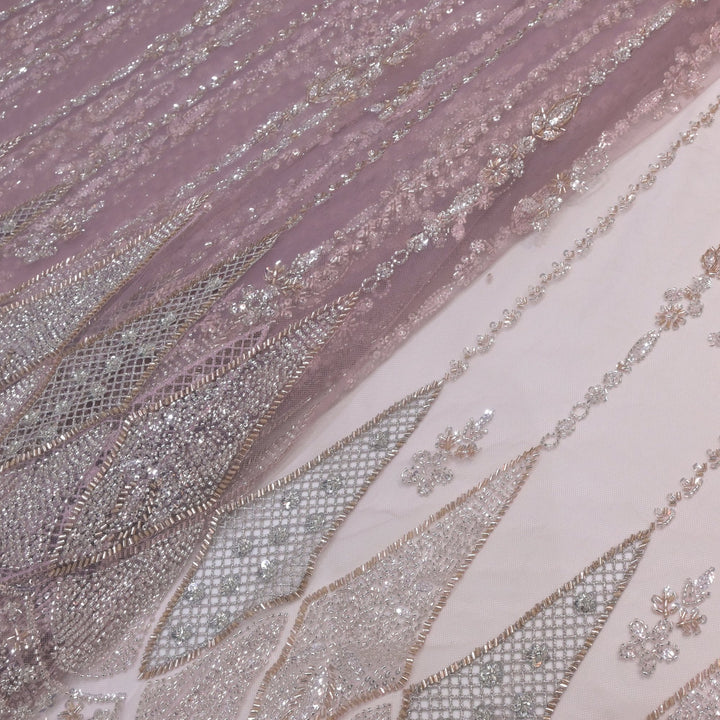 Imported Net Cutdana & Sequins Embroidery Fabric with Heavy Border
