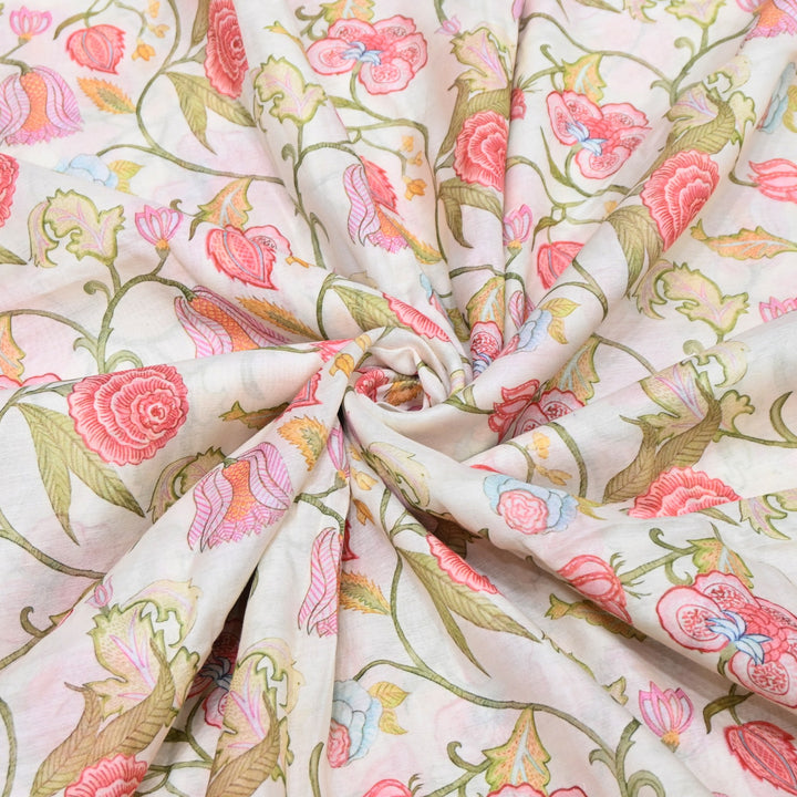 Multi Color Mul Chanderi Digital Print Fabric GT0185-5