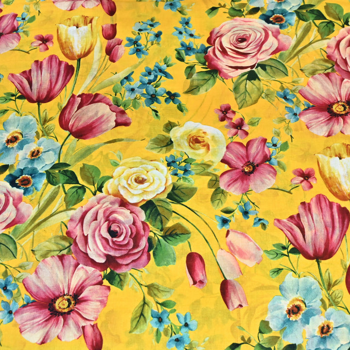 Designer Floral Cotton Digital Print Fabric-Soft Breathable Designer Cotton Fabric SNT165-7