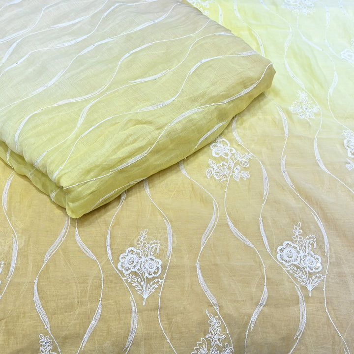 4D Shaded Mul Chanderi Embroidery Fabric - Designer Chanderi Fabrics-GP4036-2