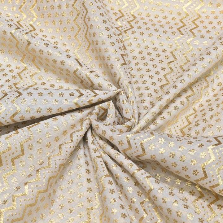 Banarasi Chanderi Gold Zari Fabric 44" – Luxury Ethnic Designer Fabric