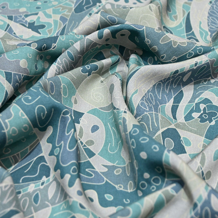Sea Blue Omura Cotton Abstract Print