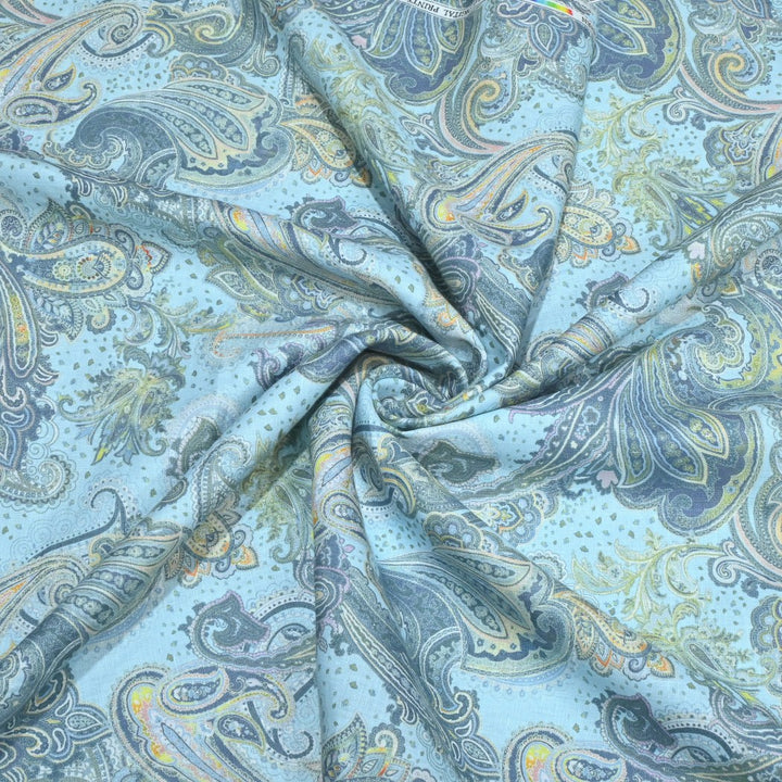 Tropical Blue Linen, Digital Print Fabrics