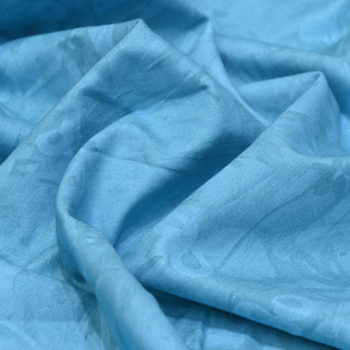 Denim Blue Color Cotton Digital Print Fabric -Soft Breathable Printed Cotton Fabric-DA1124-2