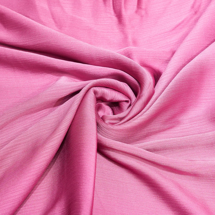 Thulian Pink Colour Satin Chiffon Fabrics