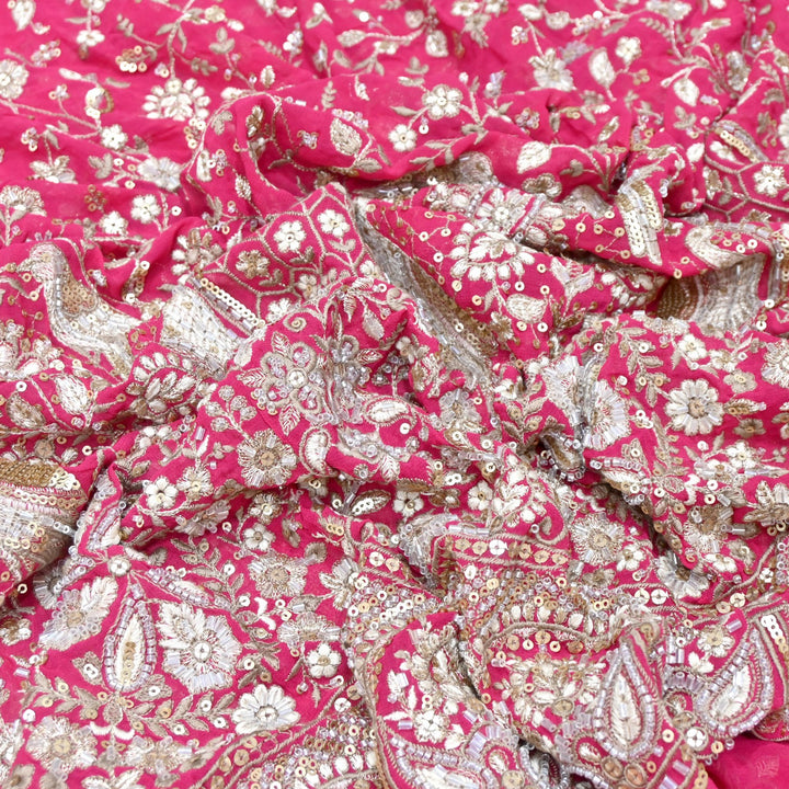 Dyed Viscose Georgette Zari Sequins Embroidery Fabrics