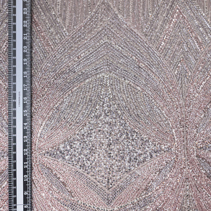 Mauve Taupe Net Imported Embroidery Fabric.| 025-540