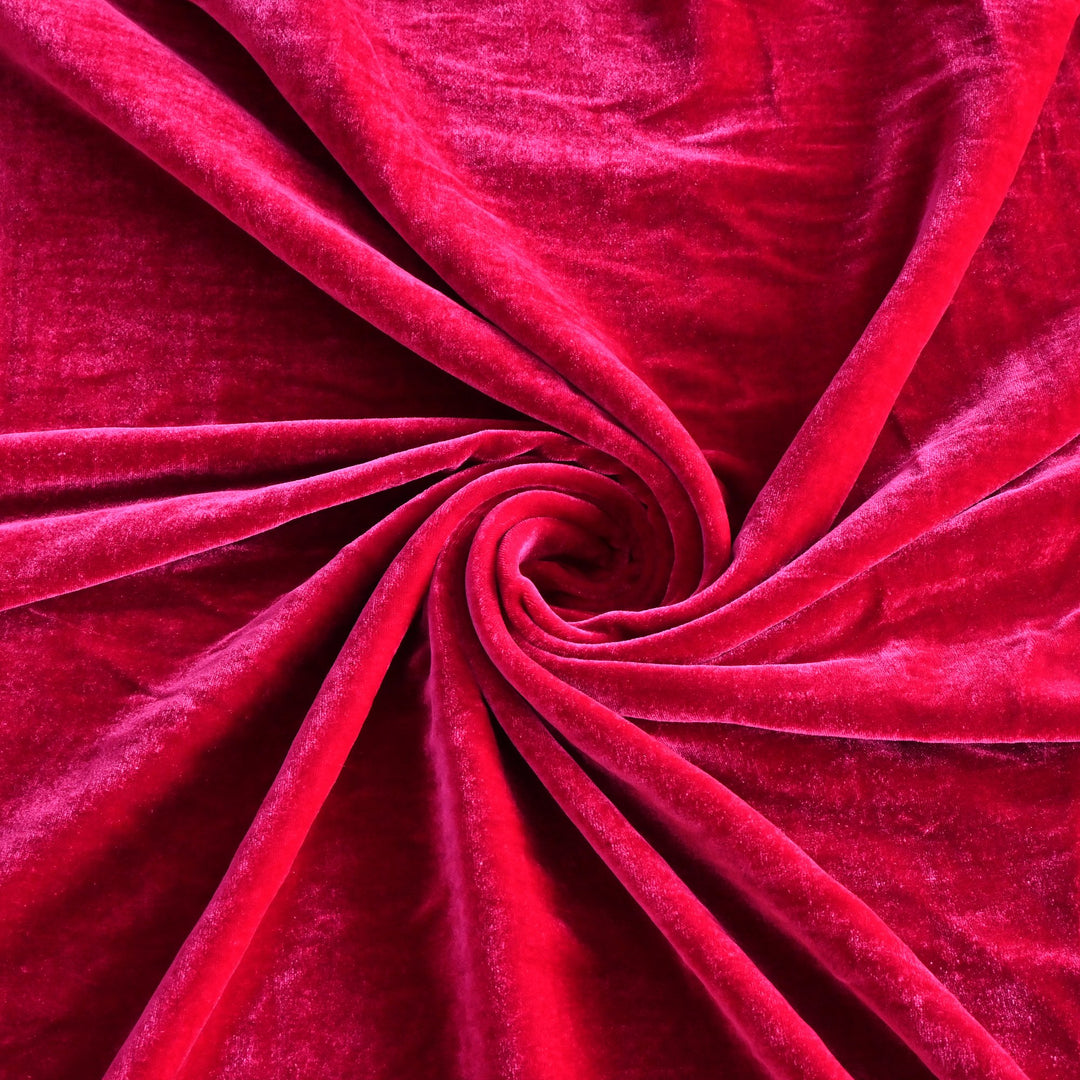 Rose Red Color Plain Pure Silk Velvet Fabrics