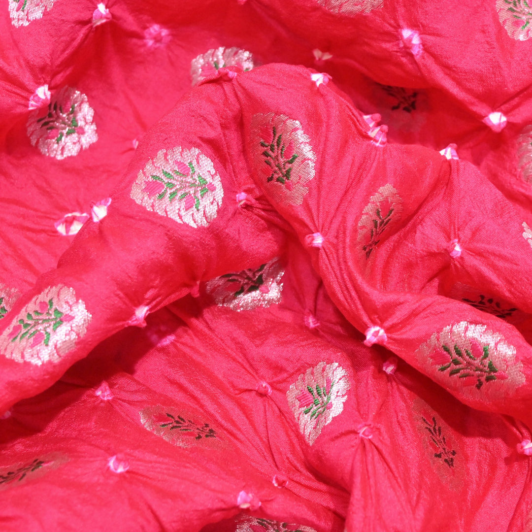 Pure Chiniya Silk Zari And Hand Bandhani Fabrics