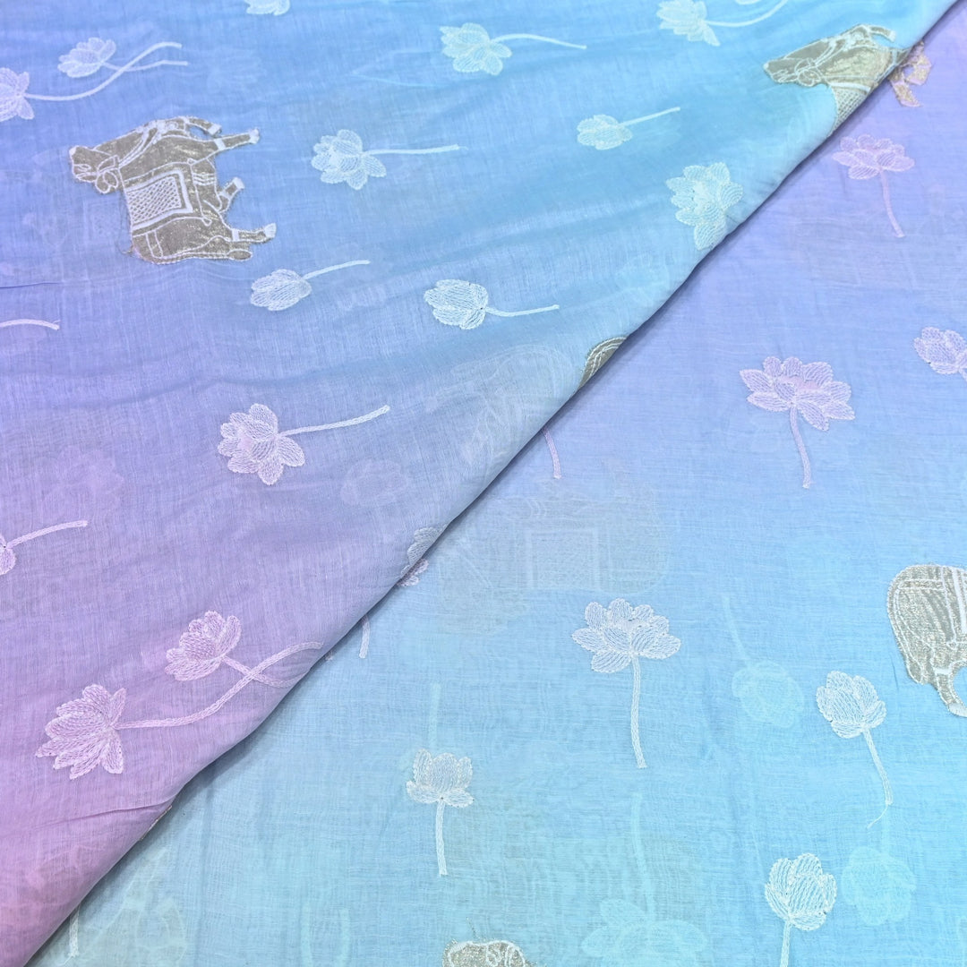 4D Shaded Mul Chanderi Embroidery Fabric-Designer Fabrics GP4049-1