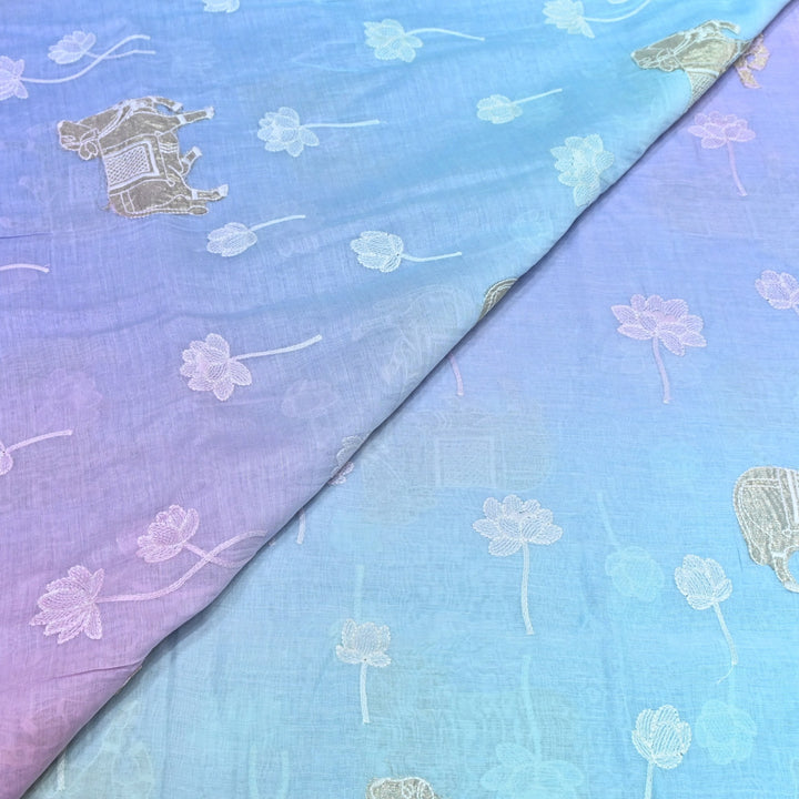 4D Shaded Mul Chanderi Embroidery Fabric-Designer Fabrics GP4049-1
