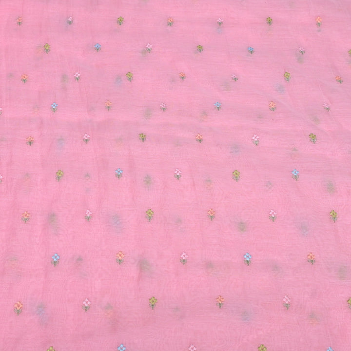Cotton Chanderi Multi Thread Buti Embroidery Fabric