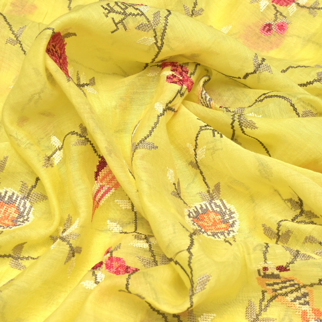 Mul Chanderi Crosstitch Embroidery Fabrics