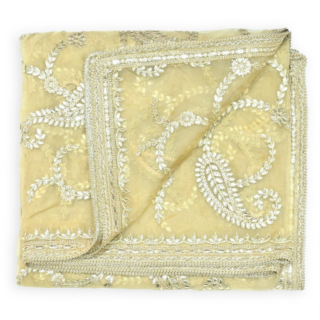 Organza Zari Foil Sequins Embroidery Dupatta