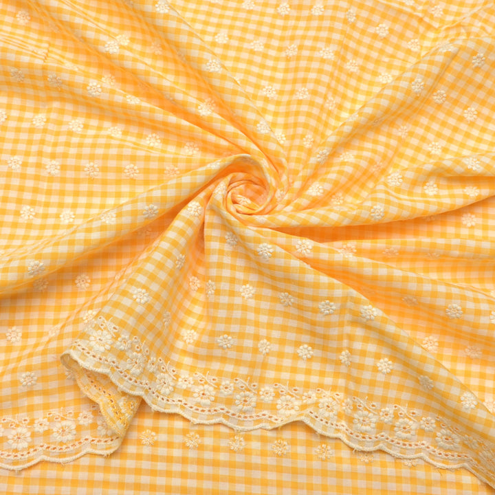 Cotton Checks Chikan Buti Fabrics
