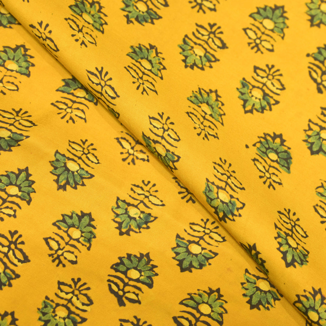Bright Yellow Modal Satin Fabric in Digital Print