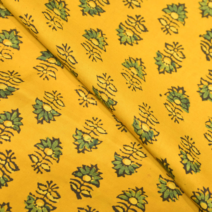 Bright Yellow Modal Satin Fabric in Digital Print