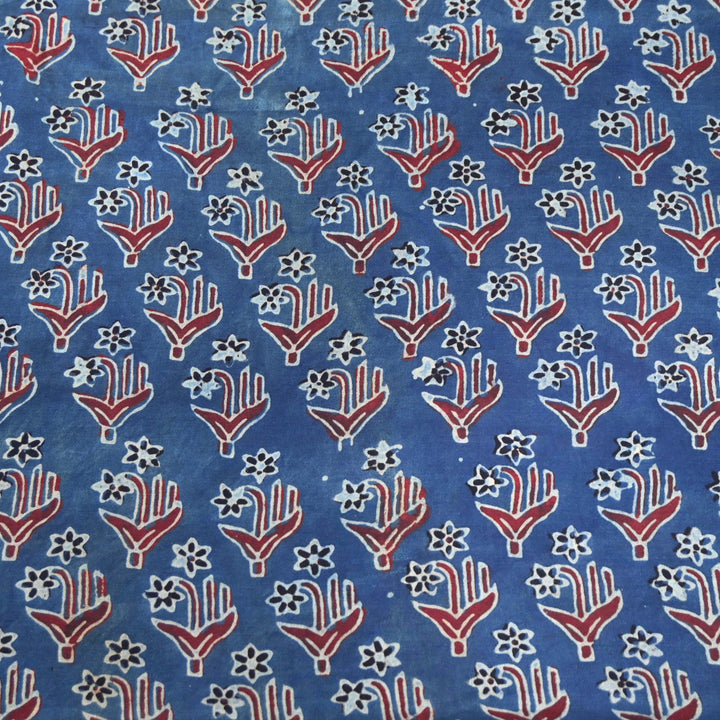 Ocean Blue Modal Satin Fabric in Digital Print.