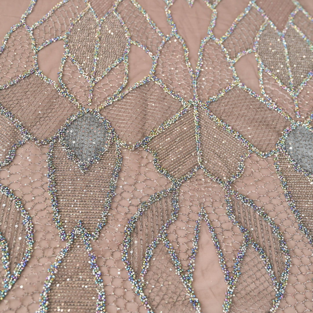 Silver Imported Net Fabric with allover Sequins & Zari Embroidery