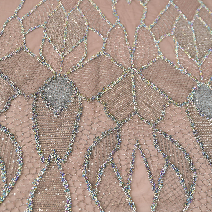 Silver Imported Net Fabric with allover Sequins & Zari Embroidery
