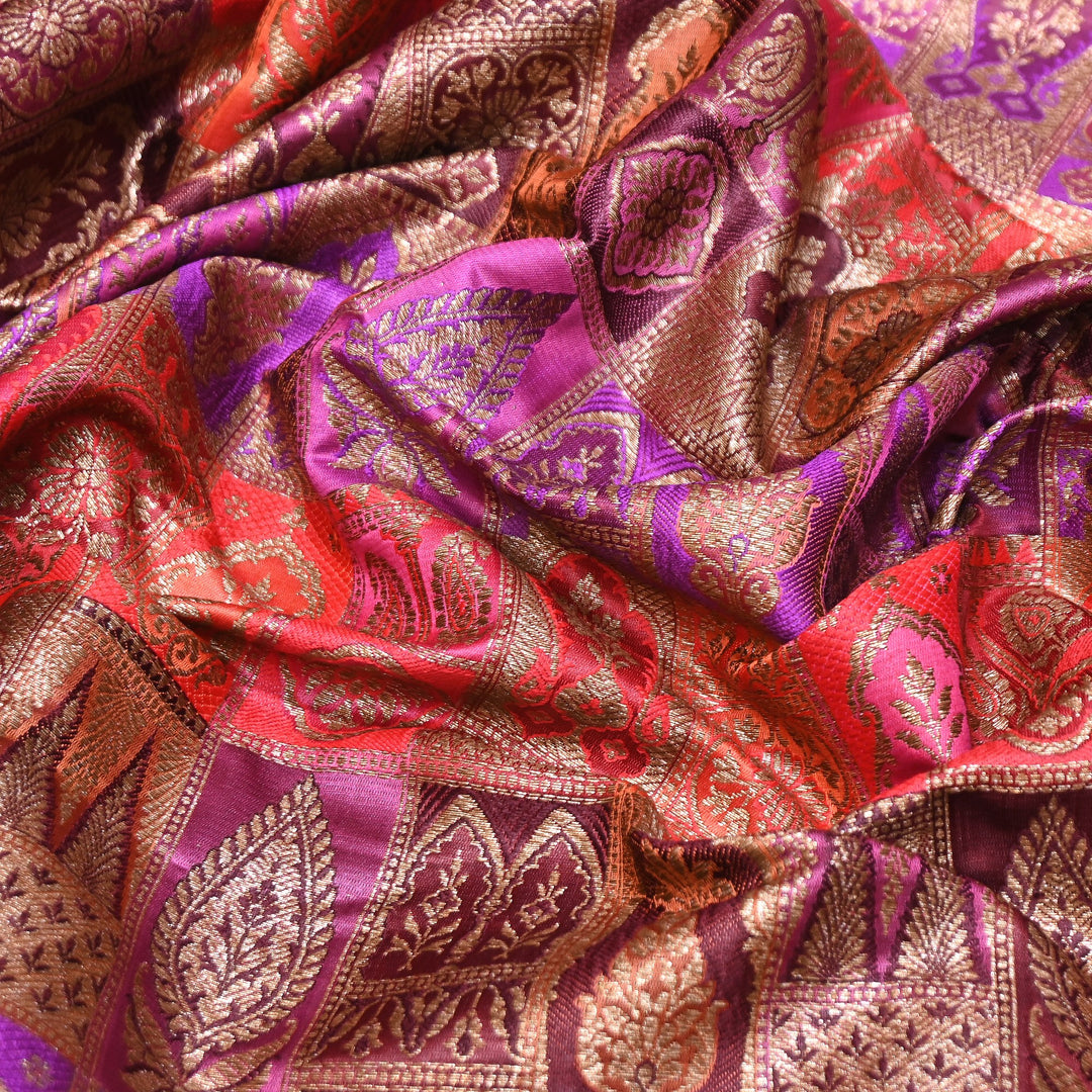 Multi Rangoli Brocade Fabric – Premium Zari Woven Designer Brocade Fabric 001006-A25