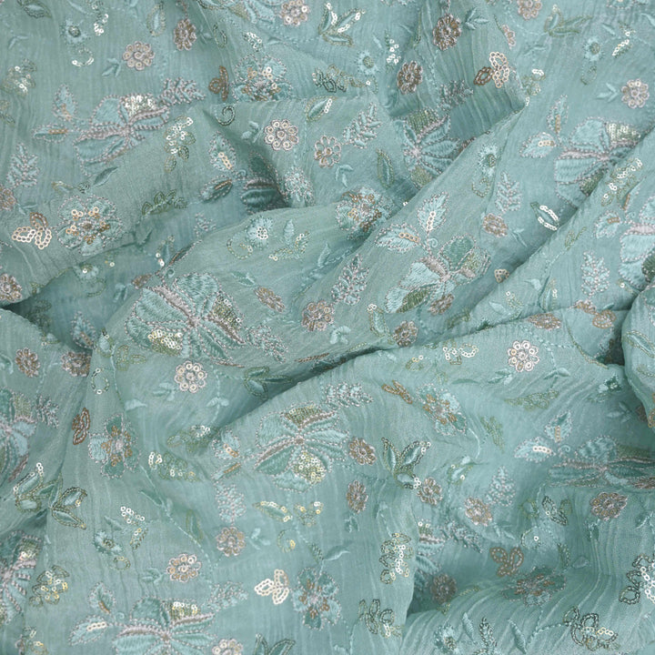 powder blue Crush Tissue Embroidery Fabric.| 852-591PB