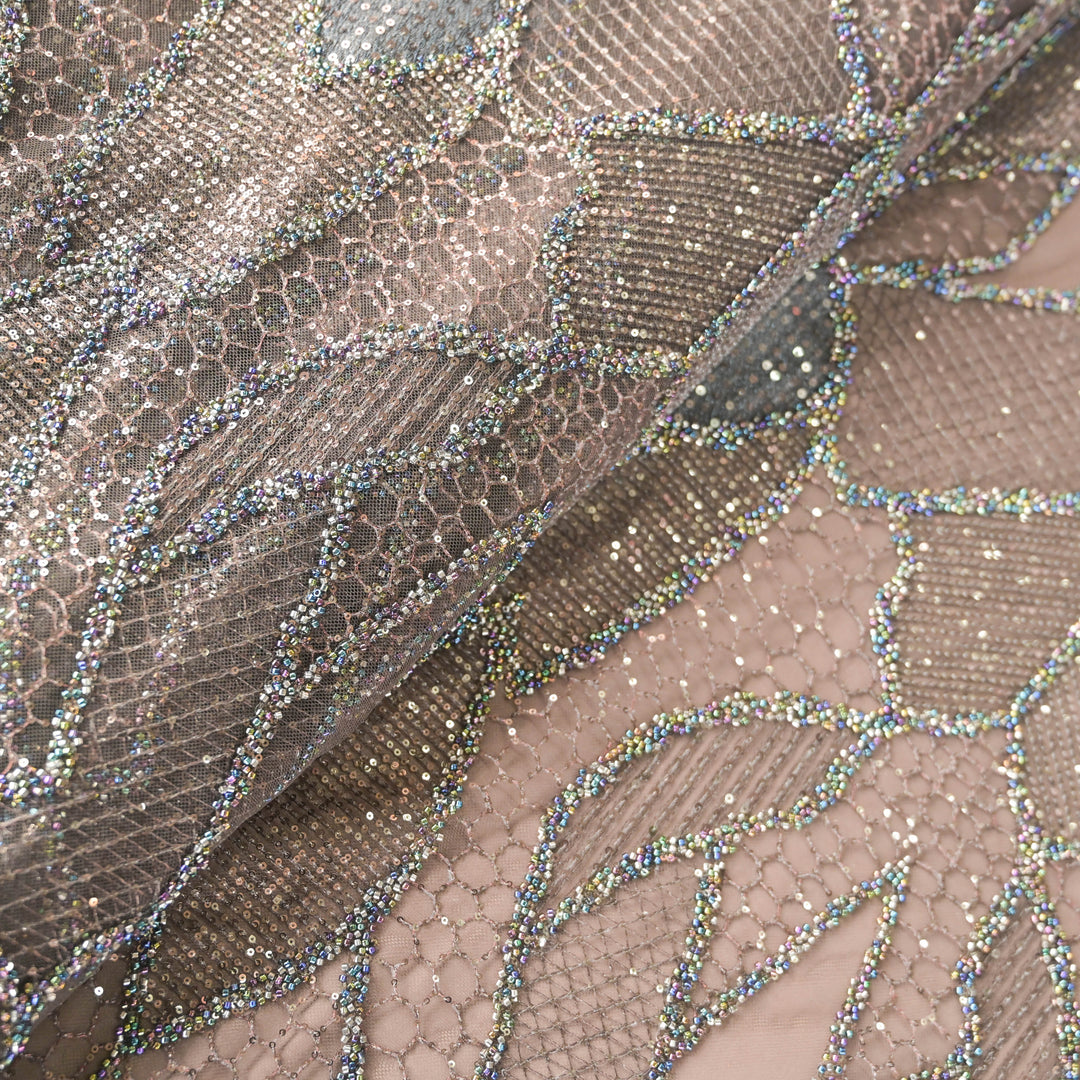 Silver Imported Net Fabric with allover Sequins & Zari Embroidery