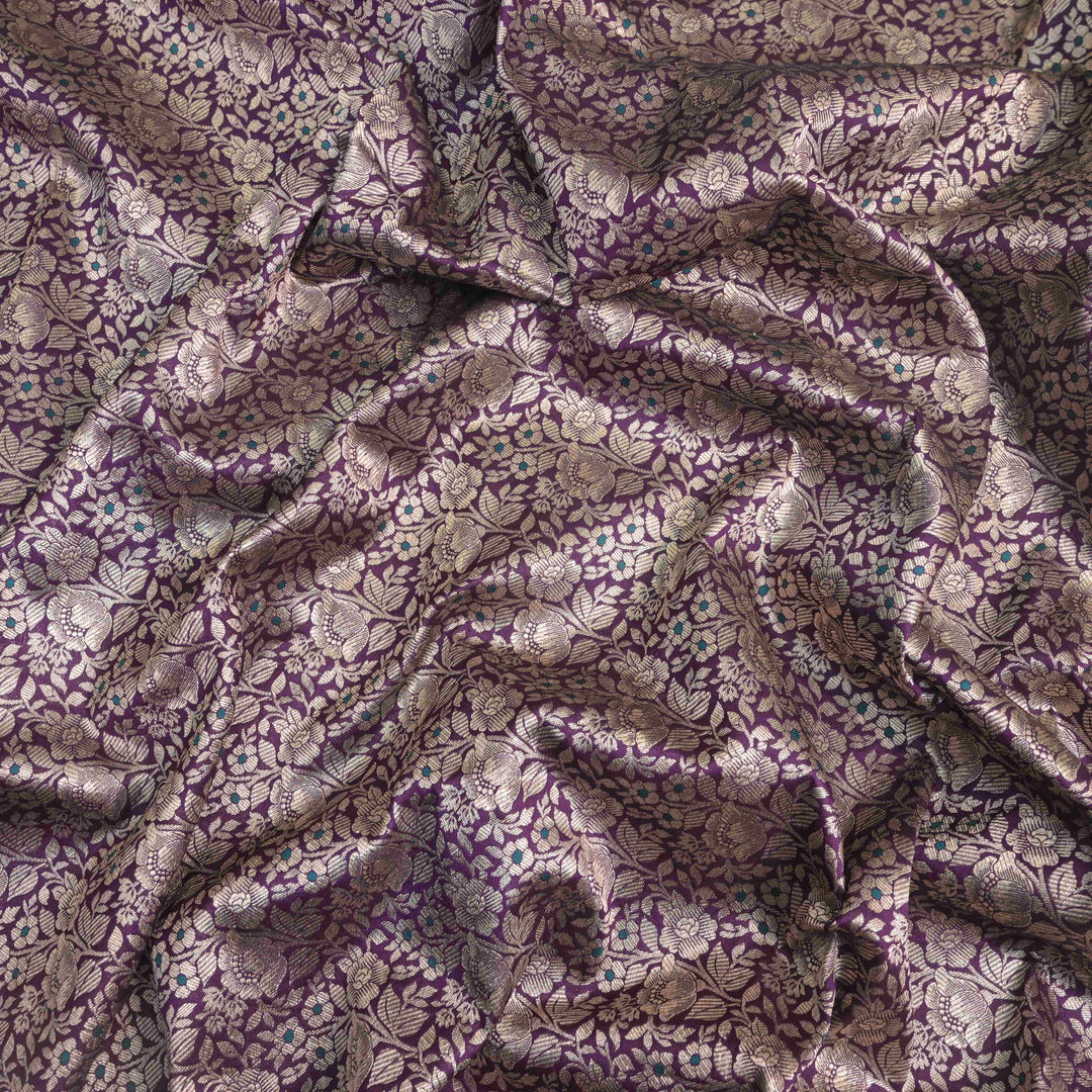 Deep Purple Silk Meena Zari Brocade | B-22-186