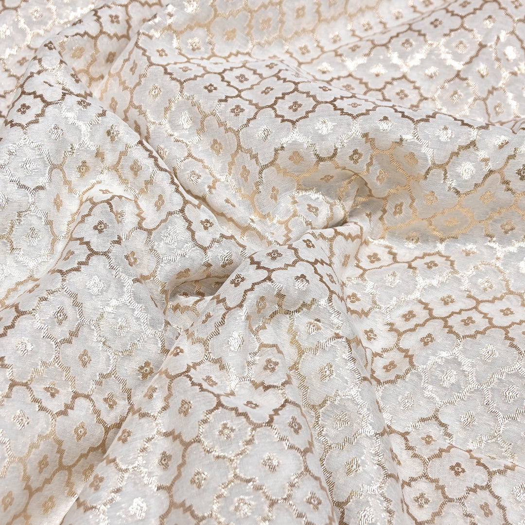Banarasi Chanderi Gold Mat Zari Fabric – Premium Designer Ethnic Wear Fabric 000313-3